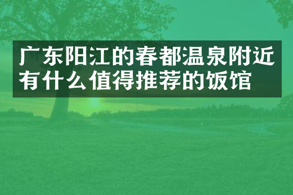 广东阳江的春都温泉附近有什么值得推荐的饭馆吗
