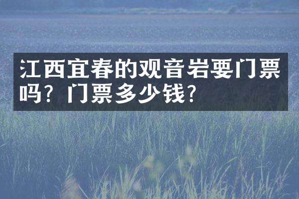 江西宜春的观音岩要门票吗？门票多少钱？