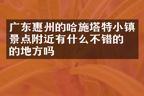 广东惠州的哈施塔特小镇景点附近有什么不错的住的地方吗