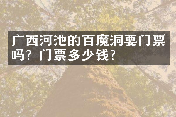广西河池的百魔洞要门票吗？门票多少钱？