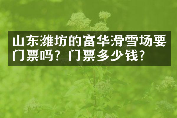 山东潍坊的富华滑雪场要门票吗？门票多少钱？