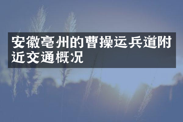 安徽亳州的曹操运兵道附近交通概况