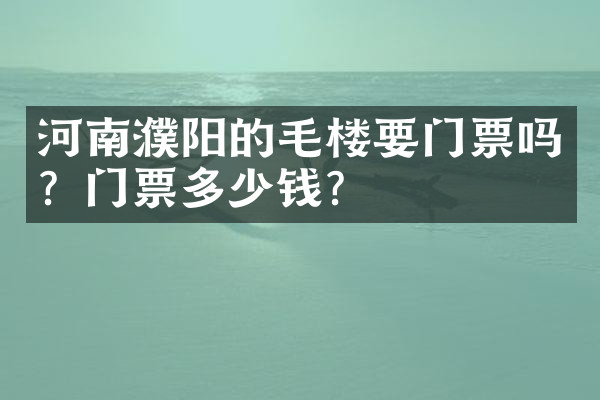 河南濮阳的毛楼要门票吗？门票多少钱？