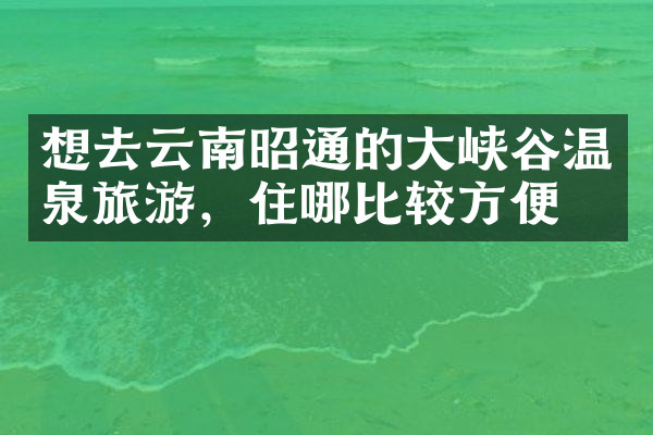 想去云南昭通的大峡谷温泉旅游，住哪比较方便