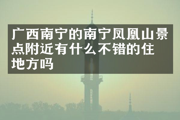 广西南宁的南宁凤凰山景点附近有什么不错的住的地方吗