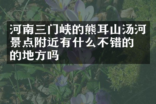 河南三门峡的熊耳山汤河景点附近有什么不错的住的地方吗