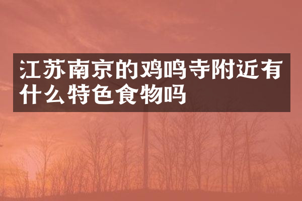 江苏南京的鸡鸣寺附近有什么特色食物吗