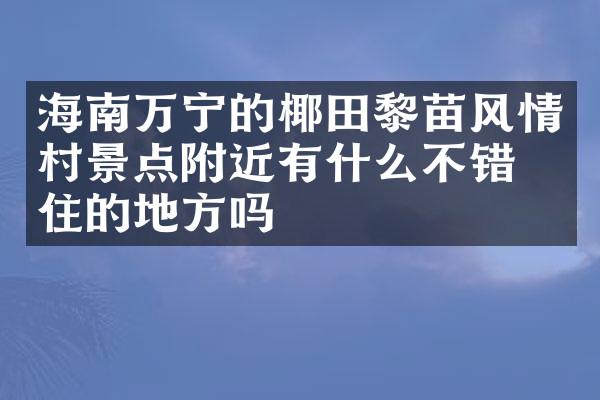 海南万宁的椰田黎苗风情村景点附近有什么不错的住的地方吗