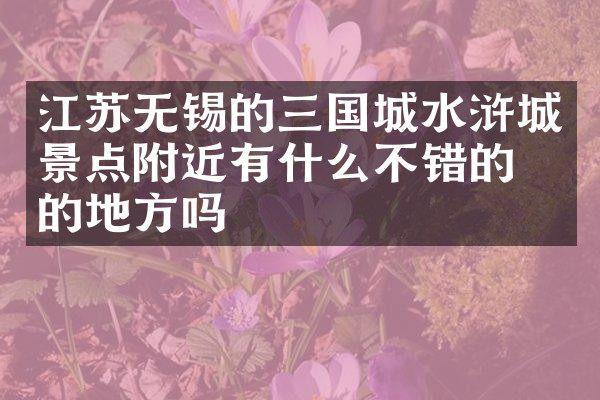 江苏无锡的三国城水浒城景点附近有什么不错的住的地方吗