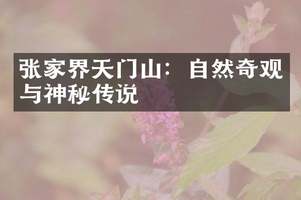张家界天门山：自然奇观与神秘传说