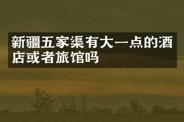 新疆五家渠有大一点的酒店或者旅馆吗