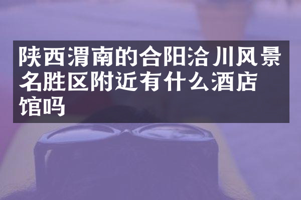 陕西渭南的合阳洽川风景名胜区附近有什么酒店旅馆吗