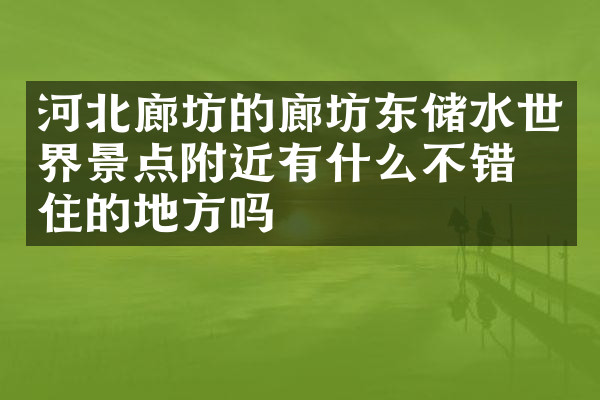 河北廊坊的廊坊东储水世界景点附近有什么不错的住的地方吗