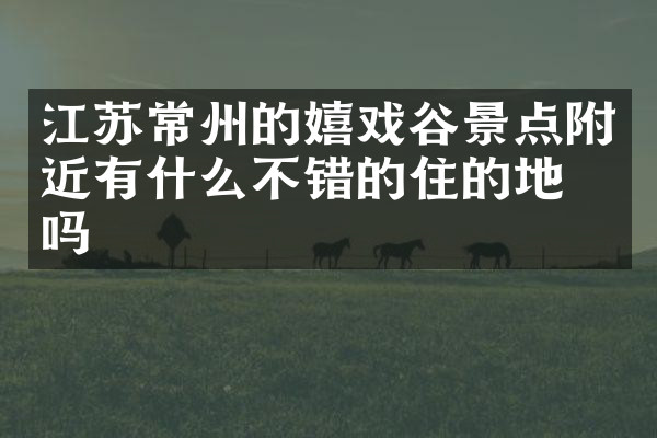 江苏常州的嬉戏谷景点附近有什么不错的住的地方吗
