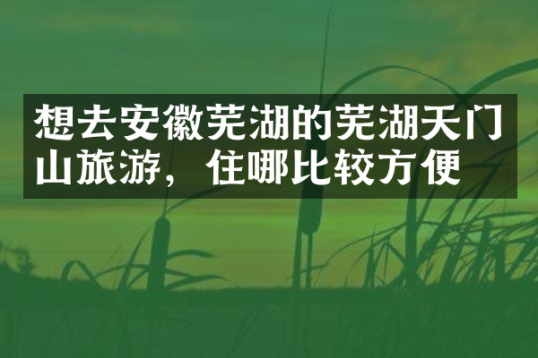 想去安徽芜湖的芜湖天门山旅游，住哪比较方便