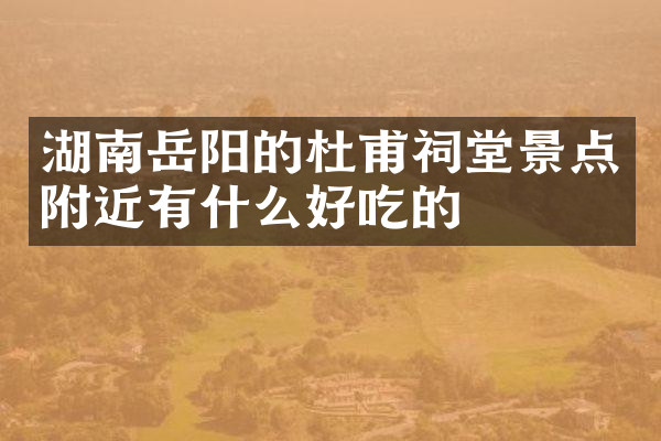 湖南岳阳的杜甫祠堂景点附近有什么好吃的