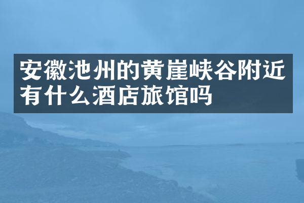 安徽池州的黄崖峡谷附近有什么酒店旅馆吗