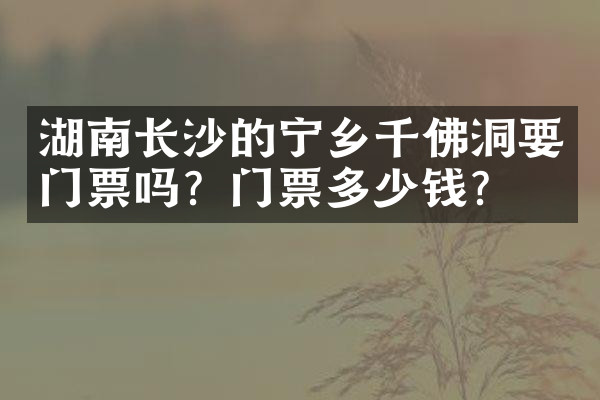 湖南长沙的宁乡千佛洞要门票吗？门票多少钱？