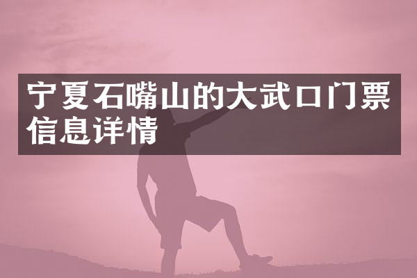 宁夏石嘴山的大武口门票信息详情