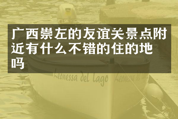 广西崇左的友谊关景点附近有什么不错的住的地方吗