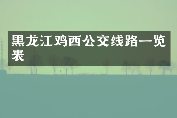 黑龙江鸡西公交线路一览表