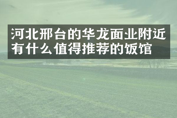 河北邢台的华龙面业附近有什么值得推荐的饭馆吗