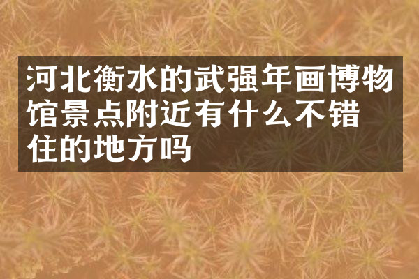 河北衡水的武强年画博物馆景点附近有什么不错的住的地方吗