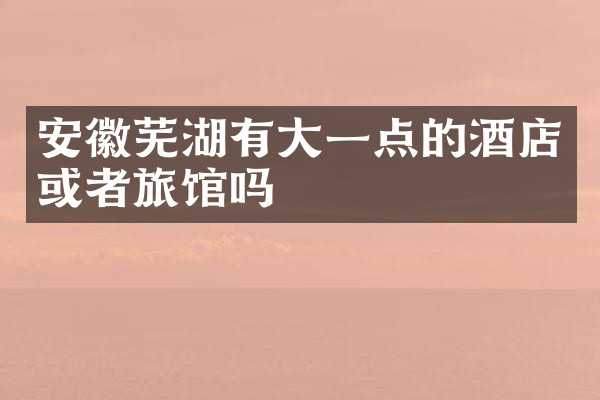 安徽芜湖有大一点的酒店或者旅馆吗