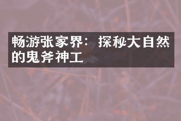 畅游张家界：探秘大自然的鬼斧神工