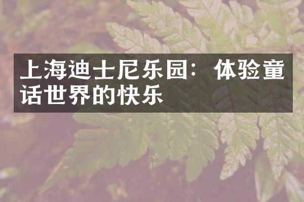 上海迪士尼乐园：体验童话世界的快乐