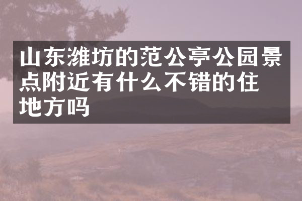 山东潍坊的范公亭公园景点附近有什么不错的住的地方吗