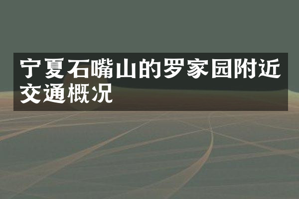 宁夏石嘴山的罗家园附近交通概况