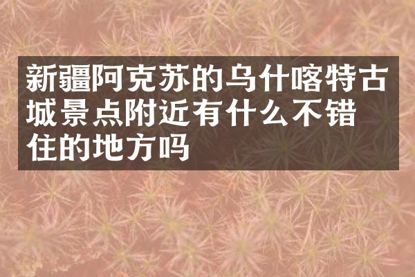 新疆阿克苏的乌什喀特古城景点附近有什么不错的住的地方吗