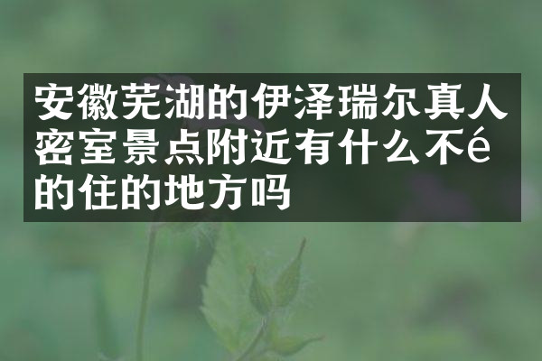 安徽芜湖的伊泽瑞尔真人密室景点附近有什么不错的住的地方吗