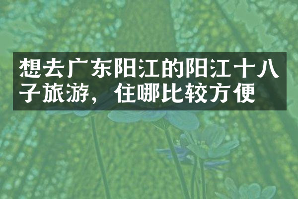 想去广东阳江的阳江十八子旅游，住哪比较方便