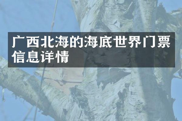广西北海的海底世界门票信息详情