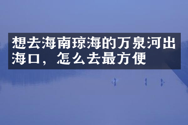 想去海南琼海的万泉河出海口，怎么去最方便