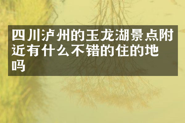 四川泸州的玉龙湖景点附近有什么不错的住的地方吗