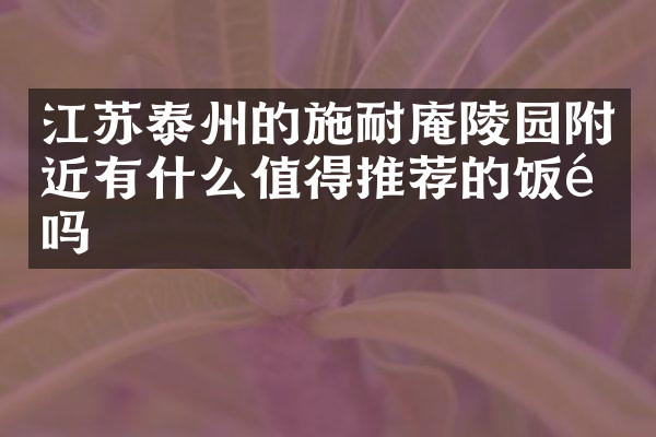 江苏泰州的施耐庵陵园附近有什么值得推荐的饭馆吗