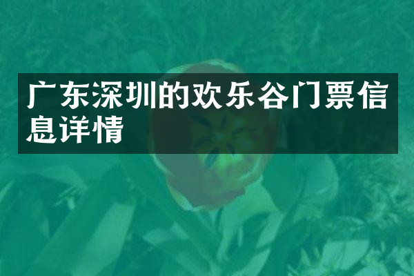 广东深圳的欢乐谷门票信息详情