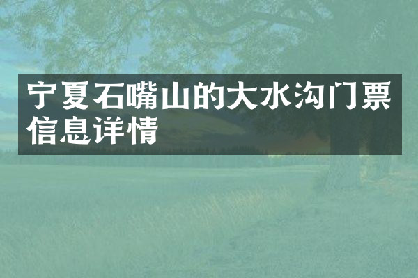 宁夏石嘴山的大水沟门票信息详情