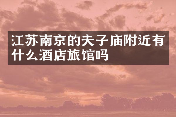江苏南京的夫子庙附近有什么酒店旅馆吗