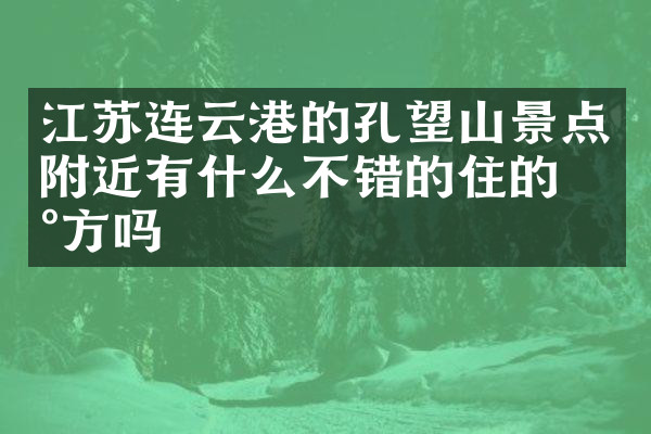 江苏连云港的孔望山景点附近有什么不错的住的地方吗