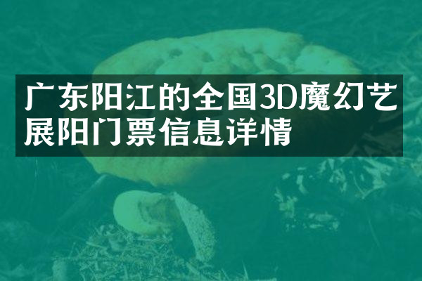 广东阳江的全国3D魔幻艺术展阳门票信息详情