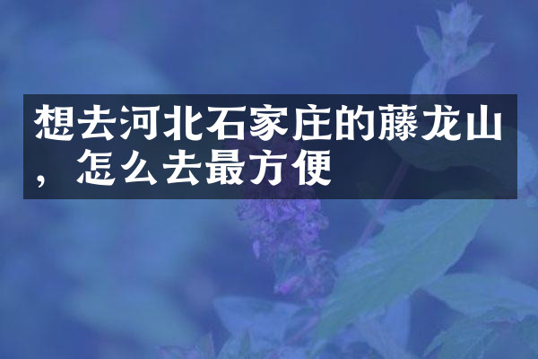 想去河北石家庄的藤龙山，怎么去最方便