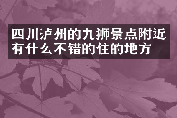 四川泸州的九狮景点附近有什么不错的住的地方吗