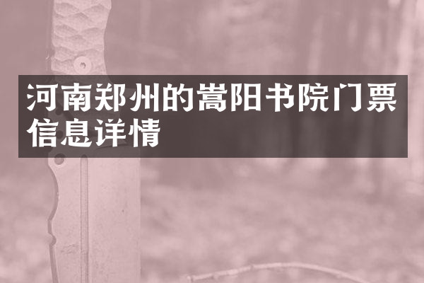河南郑州的嵩阳书院门票信息详情