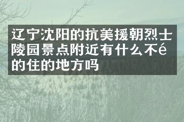 辽宁沈阳的抗美援朝烈士陵园景点附近有什么不错的住的地方吗