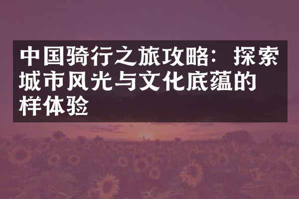 中国骑行之旅攻略：探索城市风光与文化底蕴的别样体验