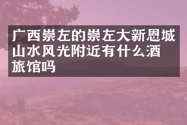广西崇左的崇左大新恩城山水风光附近有什么酒店旅馆吗